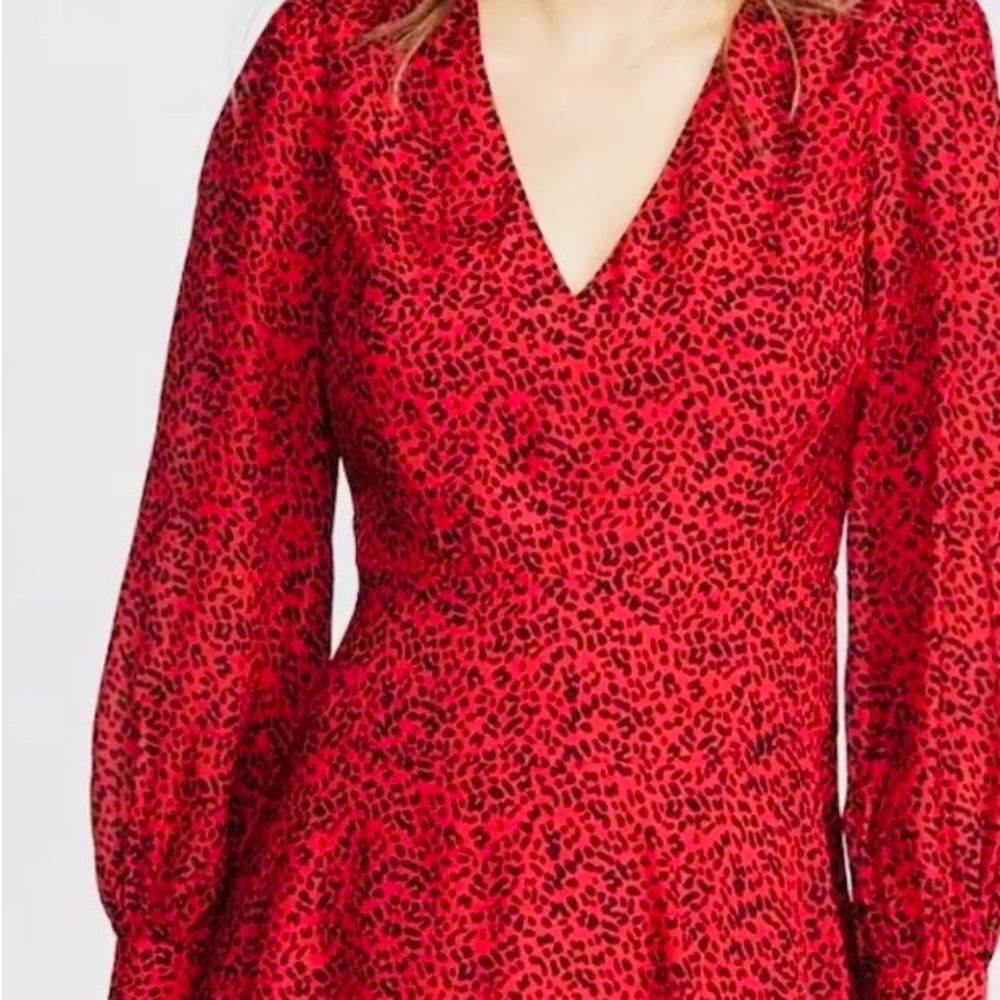 Alice & Olivia Red Leopard Print Dress